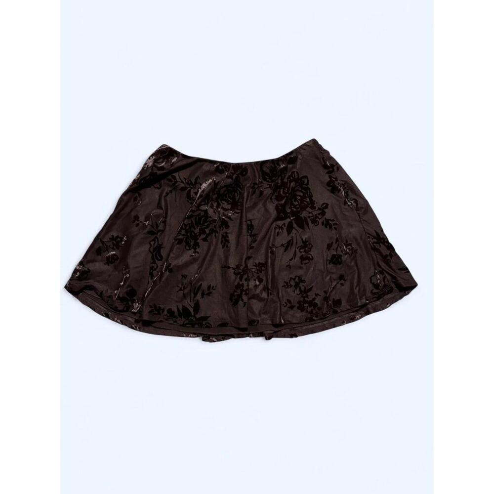 Garage Black Velvet Floral Circle Mini Skirt Goth Grunge Size M